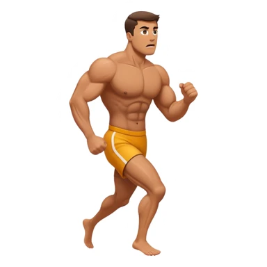 a muscular man afraid and running from his wife sticker