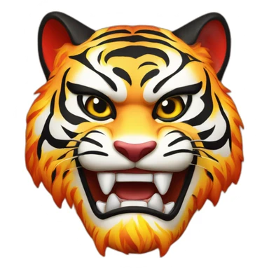 fire tiger Japanese mask sticker