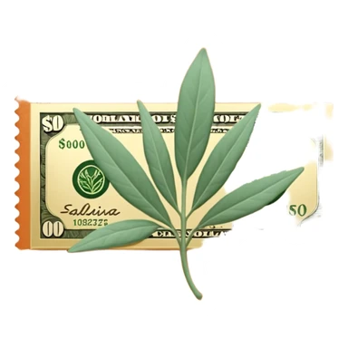 Una miniatura fotorrealista de un billete de cien dólares enrollado elegantemente con un hilo de oro brillante y un pequeño acento de hoja de salvia. Fondo terracota. Estilo: lujo financiero y orgánico sticker