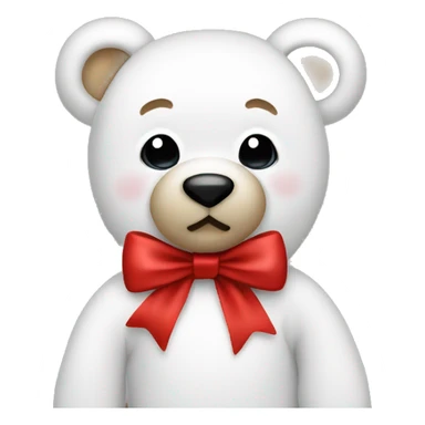 Create a white teddy bear wearing a Christmas bow sticker