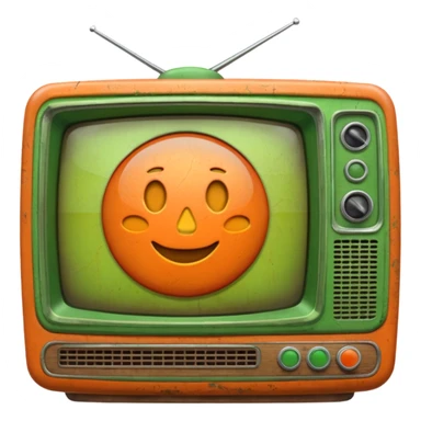 ancienne telévision orange et verte sticker