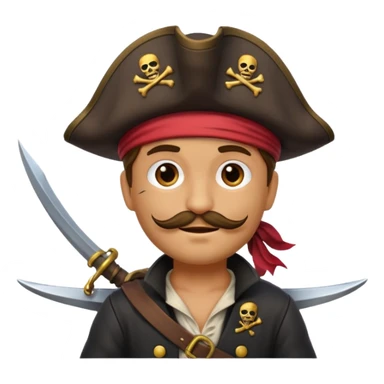create an emoji of pirate capitan on the bow of the ship in epic posture, pirate style sticker