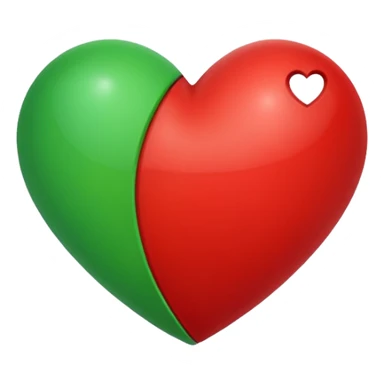 Half red half Green Heart  sticker