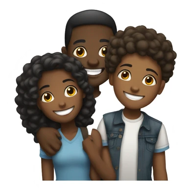 happy group of 2 black girls 1 black guy sticker