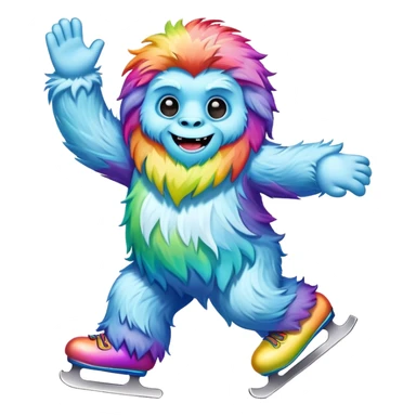 rainbow yeti ice skating  sticker