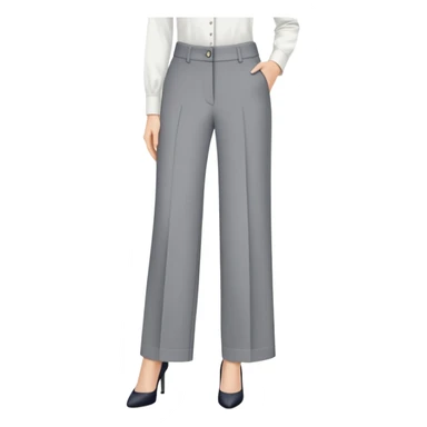 petite gray wide leg tailored pants for women, shorter length, ankle length, for short height woman, dress trousers, only the garment on white background sticker