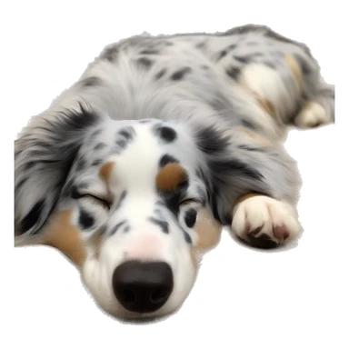 Blue Merle Australian shepherd sleeping on his back sticker