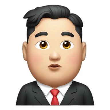 super fat Kim jong un with a white tick mark sticker