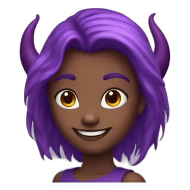Purple haird devil girl smiling sticker