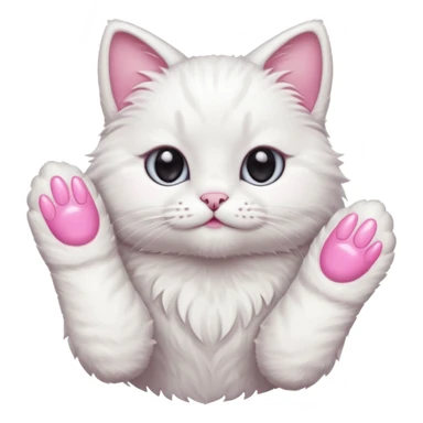 white cat fluffy paw, from the top, pink nails cute sticker