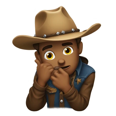 Cowboy biting his nails scared sticker