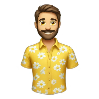 Homme brun chemise jaune a fleurs sticker