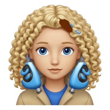 Curly blond blue eyes. Long hair cool beige blond. Longer hair beige ash blonde. sticker