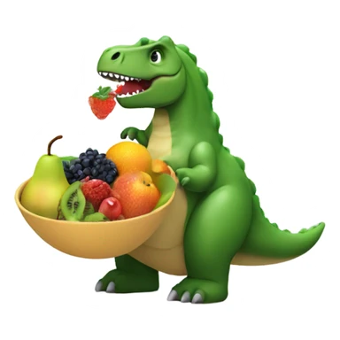 Dinosaur eating a bowl of fruit sticker