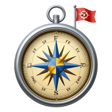 compass with a #5fe089 color flag sticker