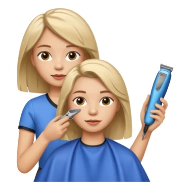 girl getting haircut sticker