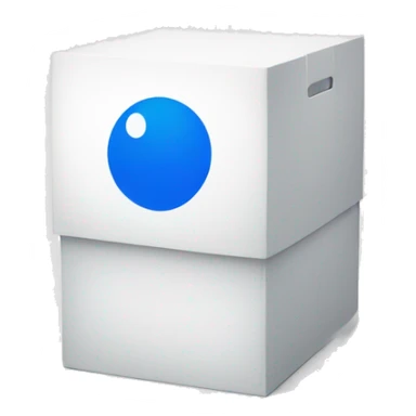 A white box with a bold blue circle with a white 'B' in the center." sticker