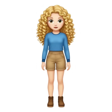 Long curly hair white girl full body  sticker