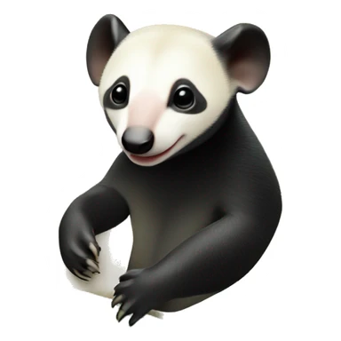 Imagem realista de um tamandua bandeira numa praia com a bandeira do Brasil atrás dele sticker