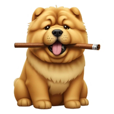 chow chow dog holding cigar  sticker
