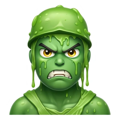 angry green war soldier covered in slime sticker