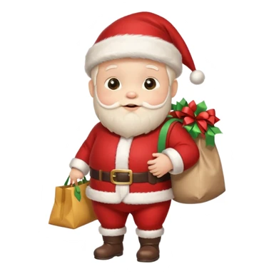 baby Santa Claus is carrying a bag of presents  sticker