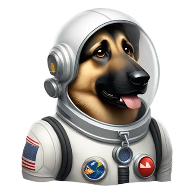 german shepherd with astronaut suit sticker