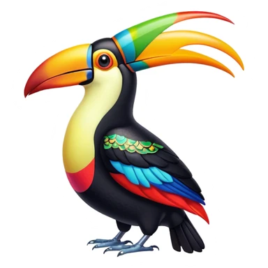 Cinematic Noble Toucan Portrait Emoji, Poised and regal, with a vibrant, striking beak and a sleek, colorful body adorned with bold patterns and keen, observant eyes, Simplified yet sharp and sophisticated features, highly detailed, glowing with a soft, tropical radiance, high shine, intelligent and majestic, stylized with an air of exotic elegance, focused and alert, soft glowing outline, capturing the essence of a watchful and confident avian guardian that appears ready to take flight out of the screen with effortless authority! sticker