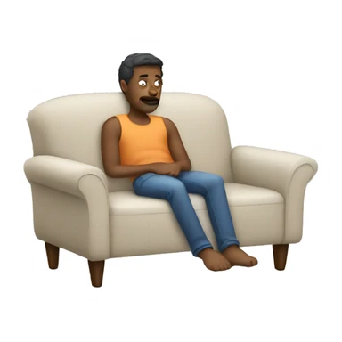 man laying lazily in his couch  sticker