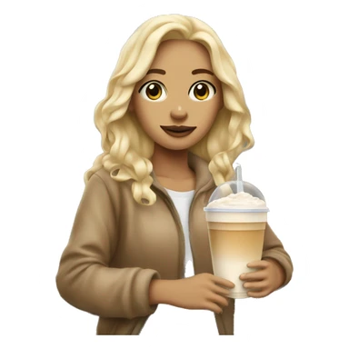 Blonde Girl covered in a City blanker With an iced Latte  sticker