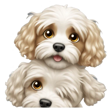 Angry white cavapoo Hugging a girl sticker