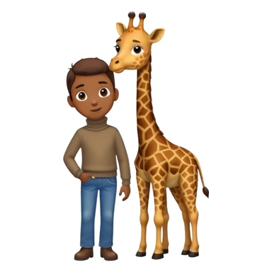 Boy giraffe with turtleneck and jeans sticker