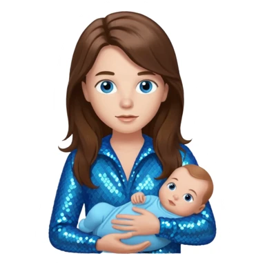 Benson Boone (b.2002), Pop Singer with blue eyes, long brown hair, baby blue sequin outfit sticker