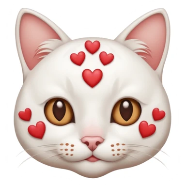 gato blanco con pocas manchitas marrones con corazones sobre los ojos  sticker