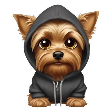 Yorkie wearing a hoodie sticker