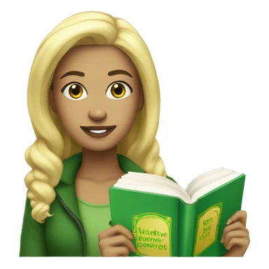 blonde beautiful girl with her new released book (green) sticker