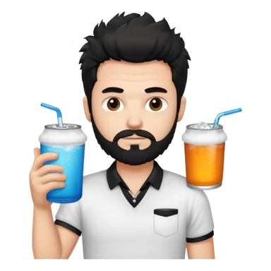 A white guy with coolers and white collar t shirt  and the beard for him is at the chin area only and not moustache ,the hair is fuzzy and black in colour sticker