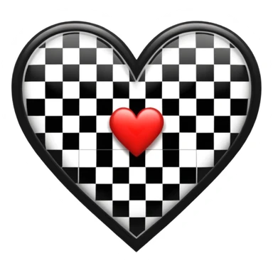 Black and white checkered heart sticker