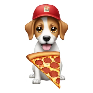 Dog with pizza and cap sticker