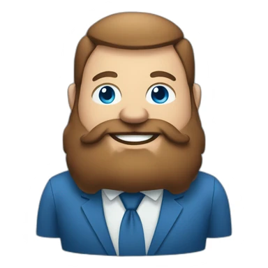 blue eyes fat smiling man with a long brown beard in a blue suit sticker