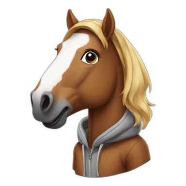 A horse wearing a hoodie sticker
