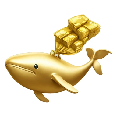 gold whale with money bags sticker