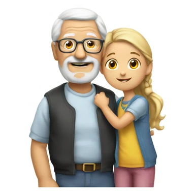 Grandpa with girl sticker