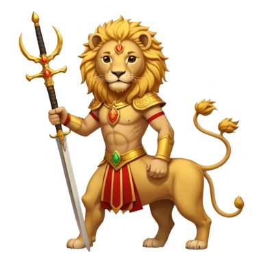 Emoji style pre 1979 Iran Sun and Lion, golden lion with sword, rising sun, flat bold colors sticker