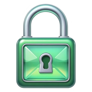 Holographic and glassmorphic green lock sticker