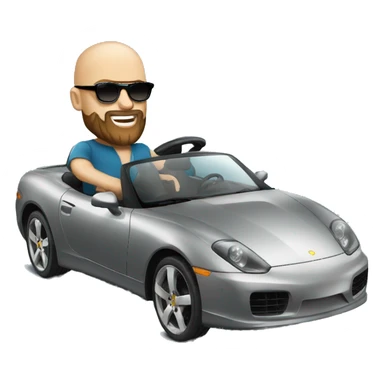good looking bald man with a beard and sunglasses driving a sports car sticker