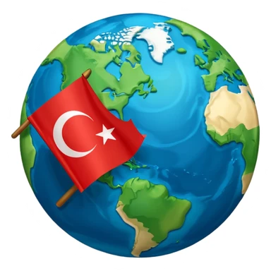 Draw me an emoji of planet Earth with the flag of Turkey on it. sticker