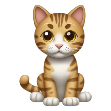 A tabby cat with white paw tips full body tilting it’s head sticker