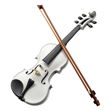 A pristine, pure white violin, highly detailed and elegant, subtle sparkle and soft glow, wearing a small festive New Year hat, animated style, 3D shading, high resolution, cheerful and festive mood, minimalistic background, perfect for Telegram premium emoji or sticker sticker
