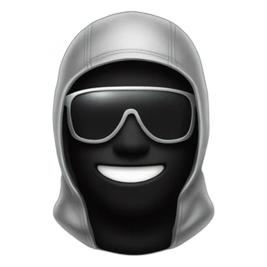 a man with a black balaclava in wooll, black sunglasses and silver grillz on teeth sticker
